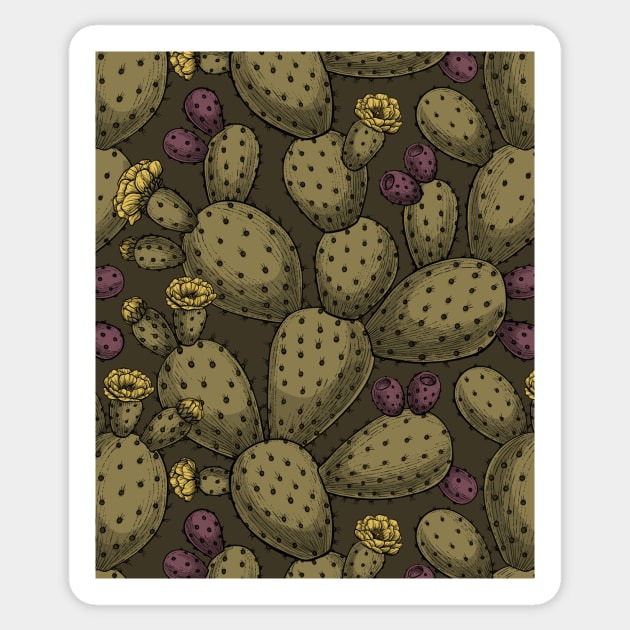 Flowering opuntia 2 Sticker by katerinamk